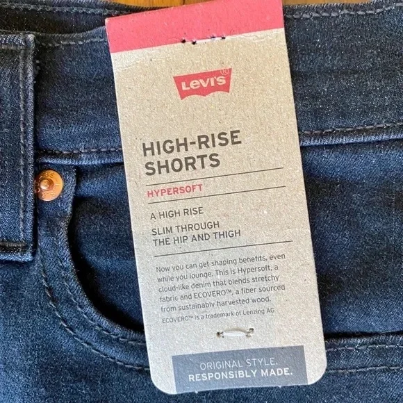 Levi's Black Denim Women's High Rise Hypersoft SHORTS Size 10 - Picture 4 of 5